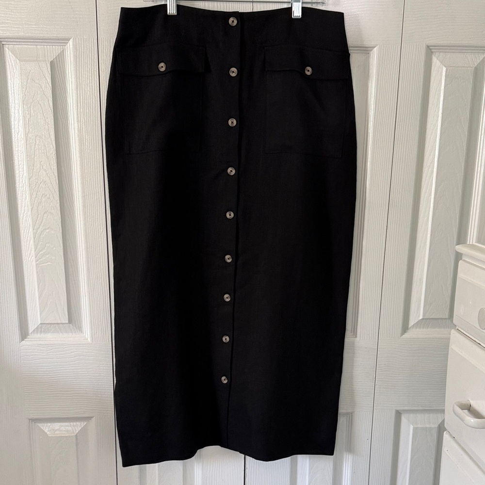 Reformation Britt Linen Skirt Sz 12 - Picture 3 of 11